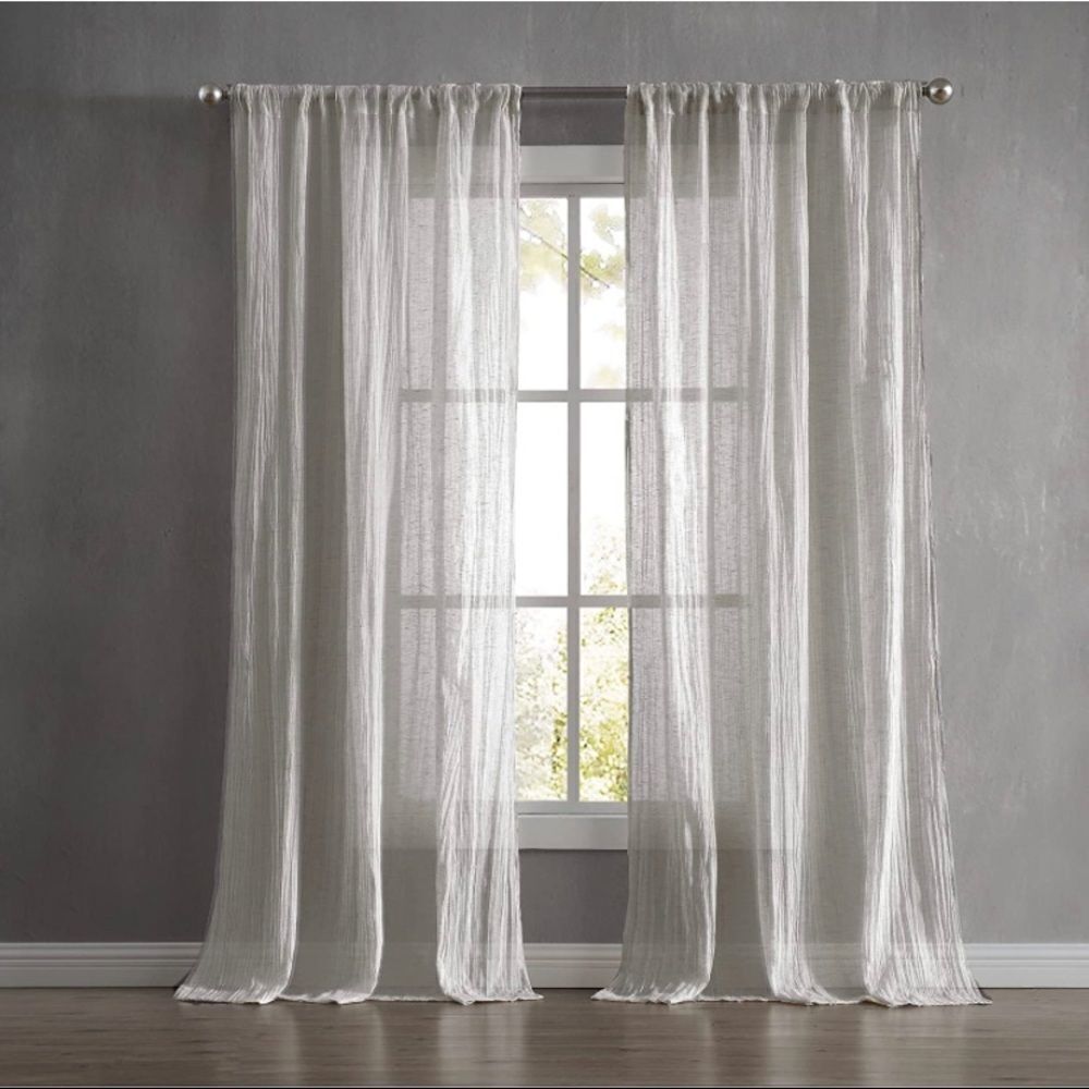 French Connection Charter‎ Curtain Set of 2 Panels Semi Sheer  50 x 84 Linen